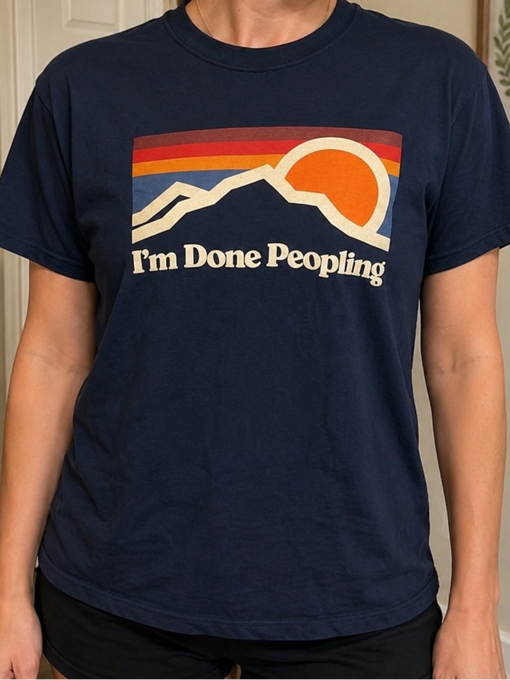 I'm Done Peopling Graphic Tee Size medium M DOM blue t-shirt top